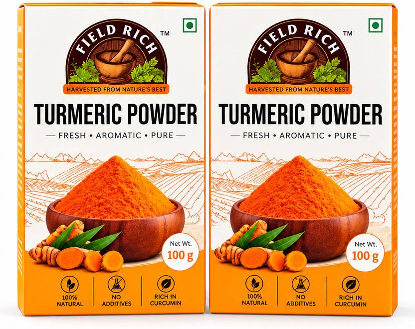 Field Rich Turmeric Powder 100g | Pure Haldi Powder for Cooking