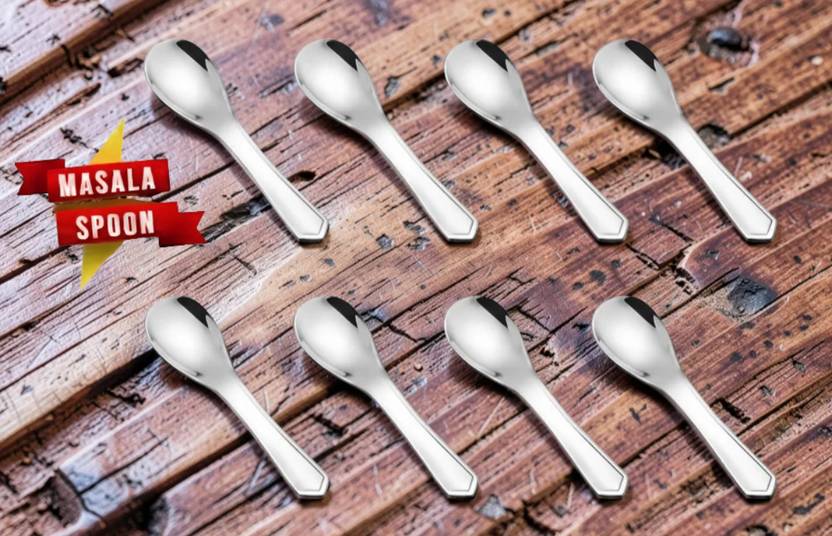 AVISTRA MASALA DHABBA SPOON SET OF 8PCS Stainless Steel Sugar Spoon Set