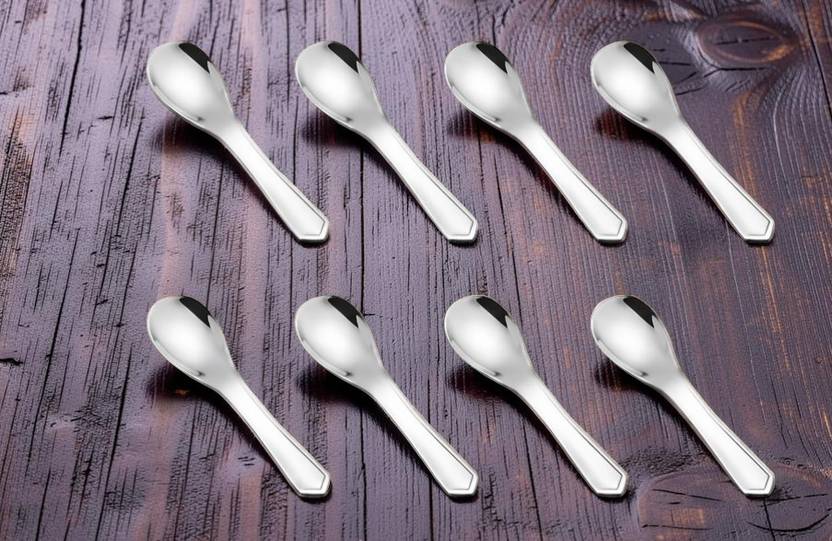AVISTRA 8 masala spoon set Stainless Steel Sugar Spoon Set (Pack of 8) Stainless Steel Sugar Spoon Set