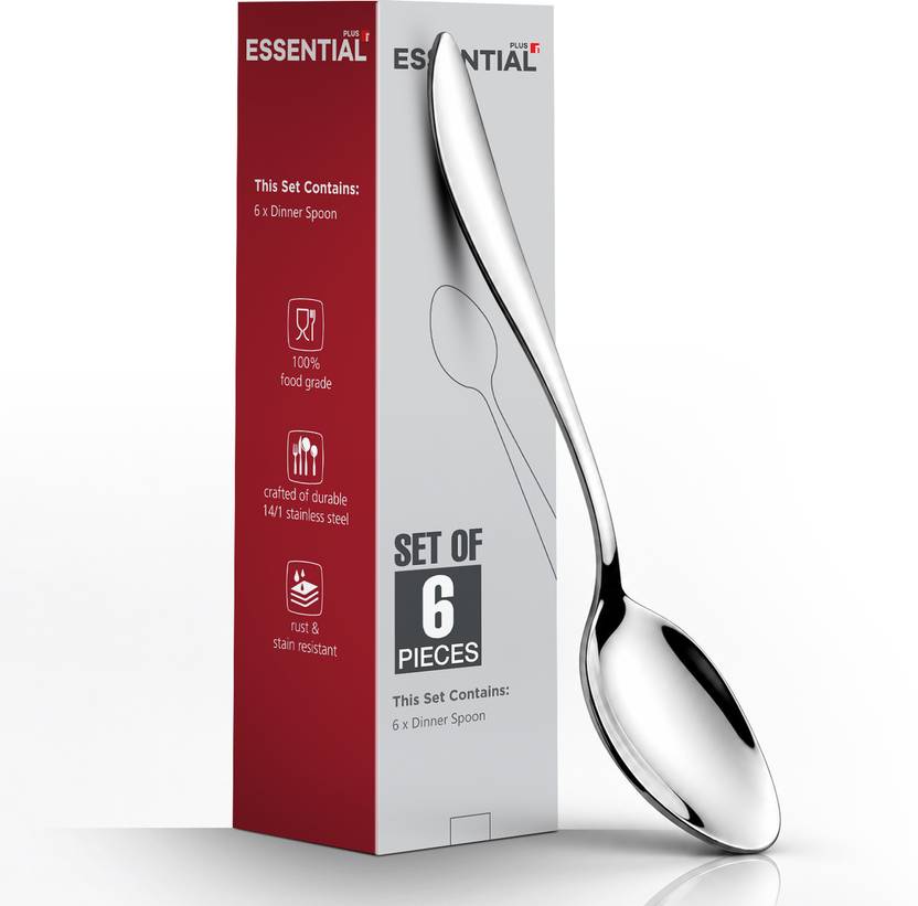 BERGNER Essential Plus Passion 6 Pcs Stainless Steel Dinner Spoons, Stainless Steel Salad Spoon Set
