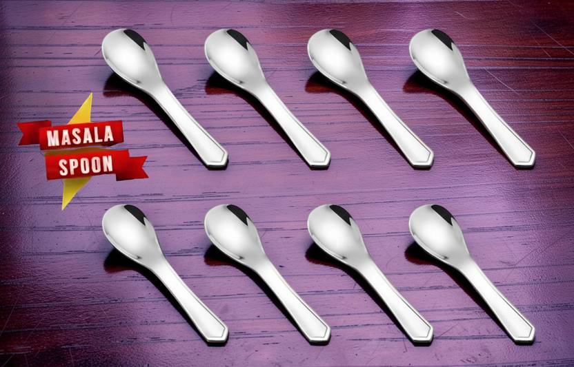 AVISTRA 8 PIECES MASALA SPOON FOR MASALA DABBA Stainless Steel, Spoon Set (Pack of 8) Stainless Steel Sugar Spoon Set