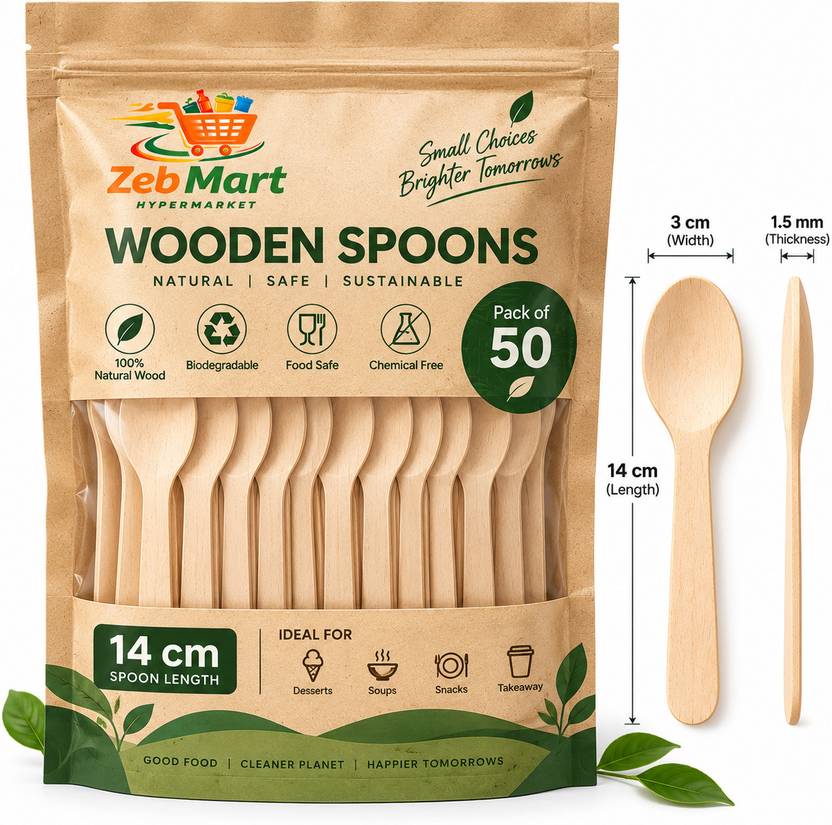 Zebmart Disposable Wooden Dessert Spoon, Ice-cream Spoon Set