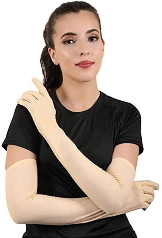 GREENPORT Sun Protection Full Arm/Hand Sleeves Cotton Gloves Washable and Reusable S4 Cycling Gloves