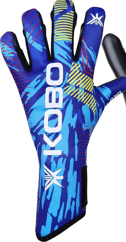 KOBO GKG-16 Size 9.5 Goalkeeping Gloves (Black/Blue/Yellow) - Image 3
