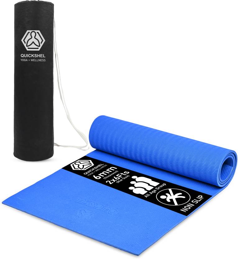 Quick Shel EVA Anti Slip Home Gym Exercise Workout Fitness for Men Women Kids with Bag Blue 6 mm