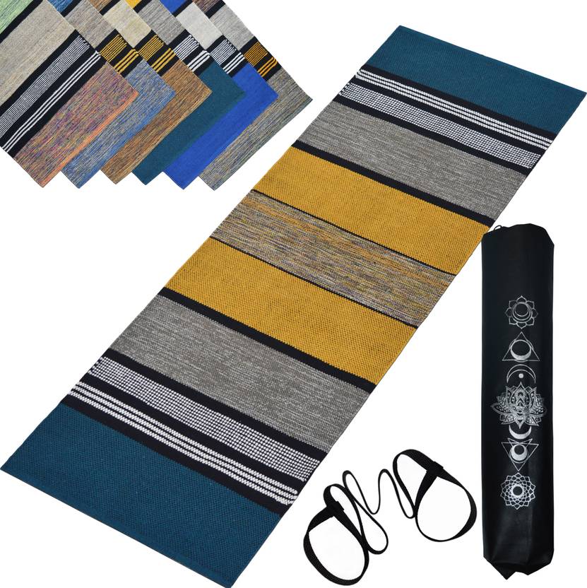 house of handmade Premium Cotton Yoga Mat Multicolor 5 mm Yoga Mat