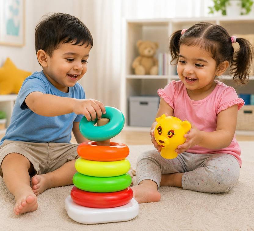 UMAIE Colorful Stacking Teddy Ring Toy for Kids – 5 Ring Educational Learning