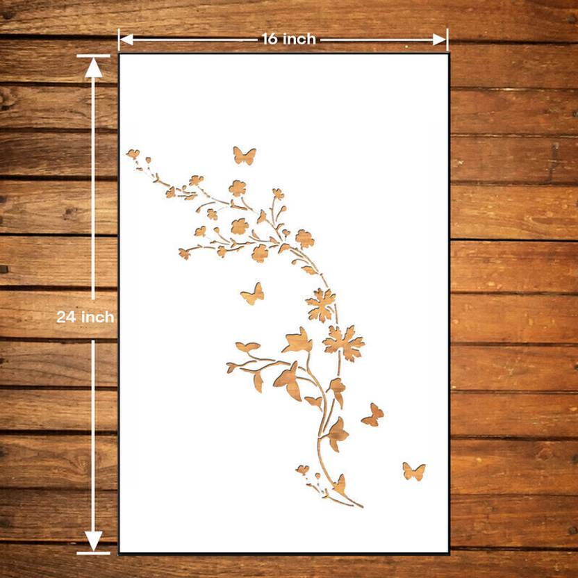 JAZZIKA Wall Stencils Pack of 1 (Size :- 16 X 24 Inch) PATTERN- Butterfly Reusable Design Ideal For Wall Decor Paintings Home Wall Decor Stencil