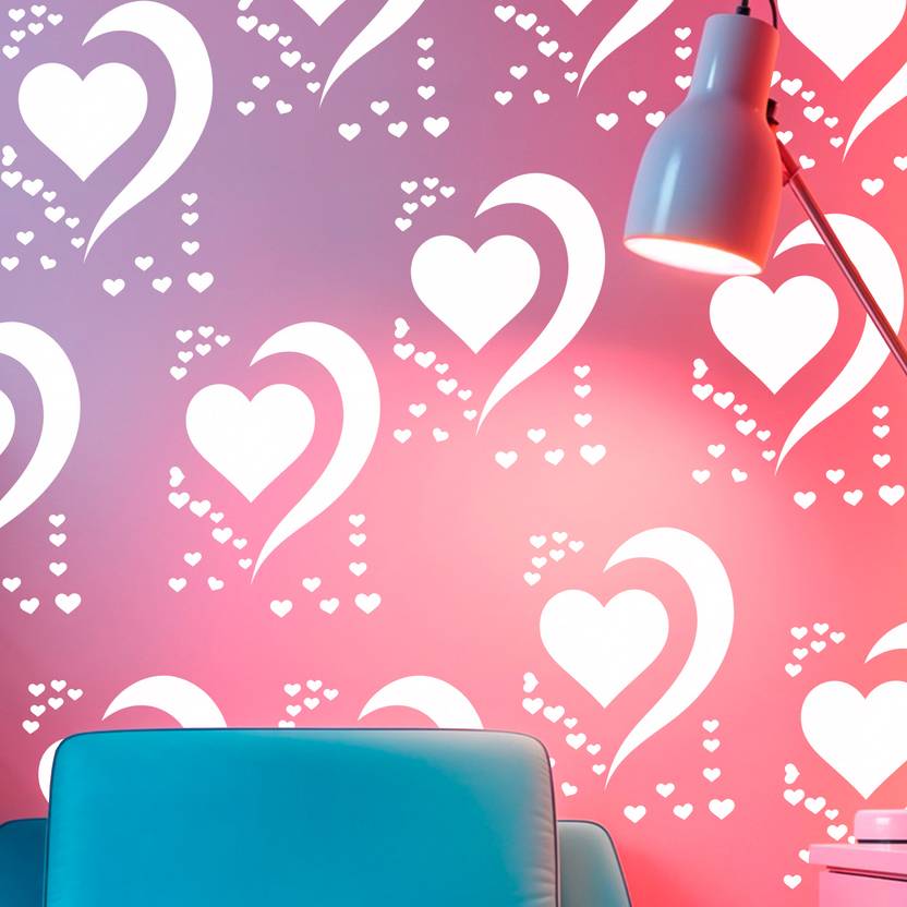 JAZZIKA Stencils for wall painting (Size:- 16X24 Inch) THEME- Heart For Love Talk Design Theme DIY Reusable Painting Suitable For Bedroom, Living Room, Office & Kids Room Decoration Home Wall Arts Stencil