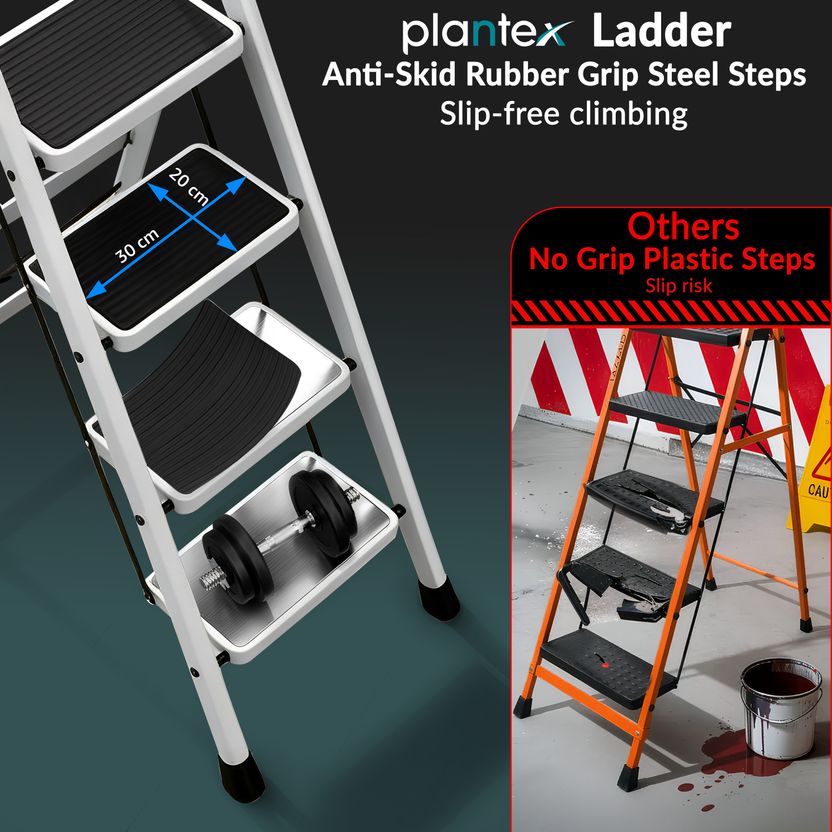 Plantex Anti-Skid Strong Foldable Wide 7 Step Ladder/Ladder for H...more - Image 4