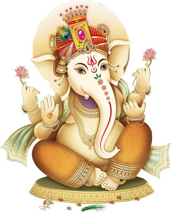 crystalsign 50 cm Beautiful Ganesh Ji for Living Room, Bedroom and Home Decoration Self Adhesive Sticker