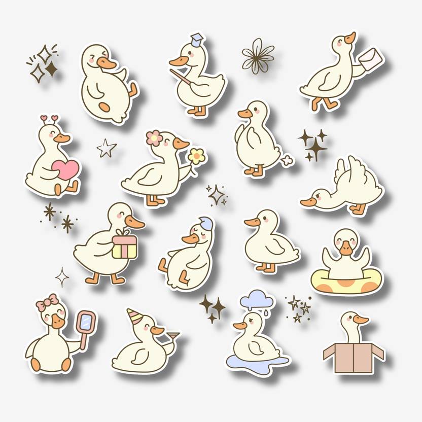 Shortbread 14 cm Cute Duck Self Adhesive Sticker