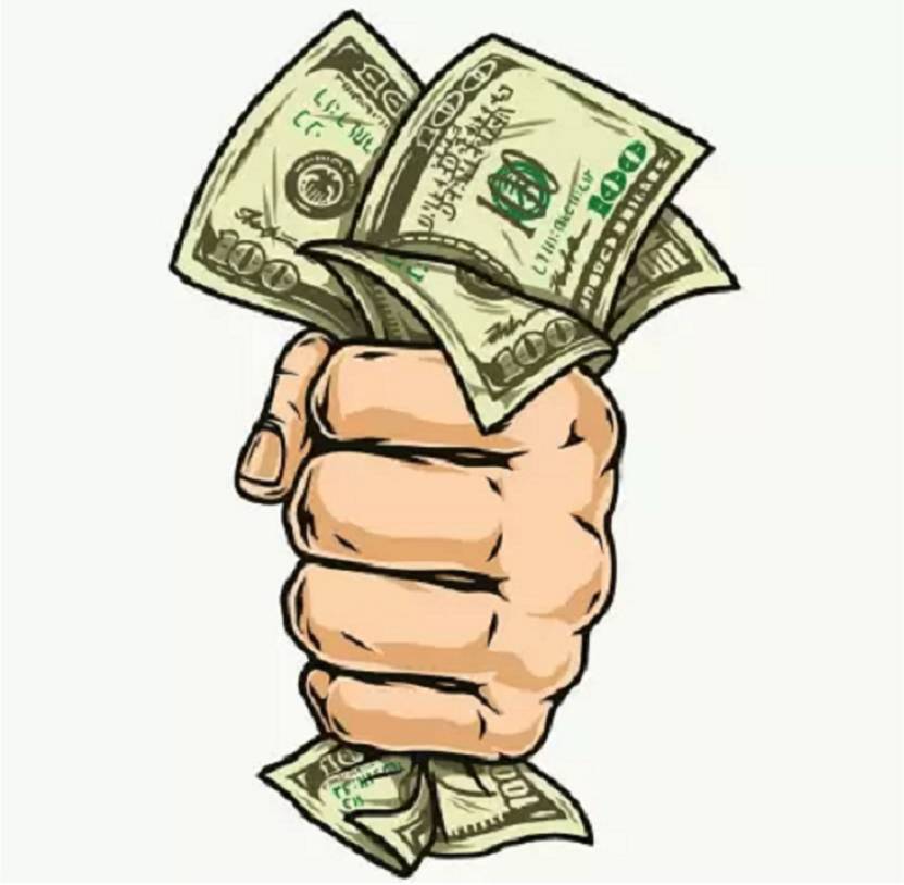 Golden Fox 23 cm MULTICOLOR HAND HOLDING DOLLARS STICKER & DECAL Self Adhesive Sticker