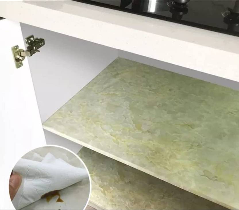 Bhattenterprise 200 cm PVC Marble Stone Aluminum Foil Contact Paper Kitchen Oil-Proof Waterproof Self Self Adhesive Sticker