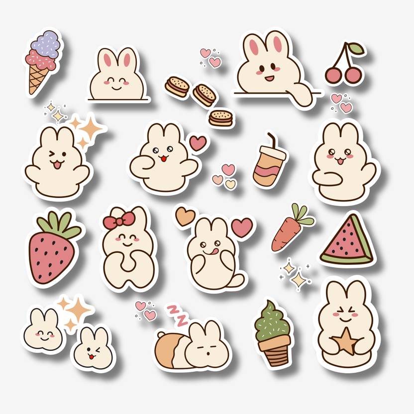 Shortbread 14 cm Peach Bunny Self Adhesive Sticker