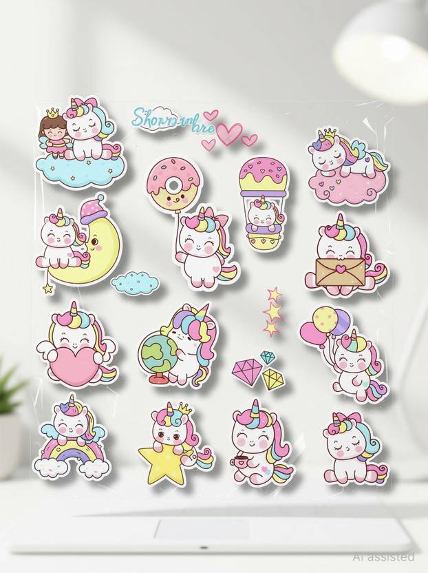 Shortbread 14 cm Cute Unicorn Self Adhesive Sticker