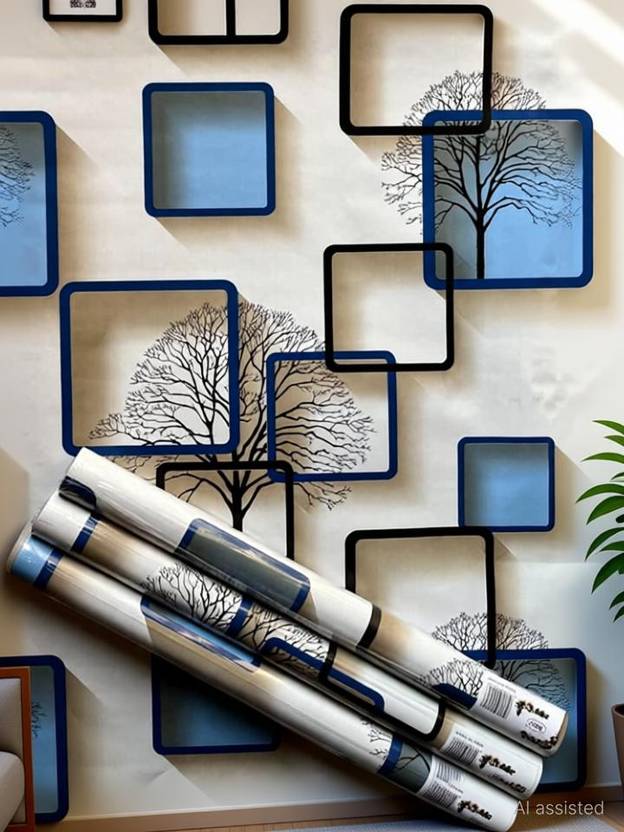 Bhattenterprise 500 cm 3D Squares Self Adhesive Wallpaper Self-Adhesive Wallpaper PVC Self Adhesive Self Adhesive Sticker