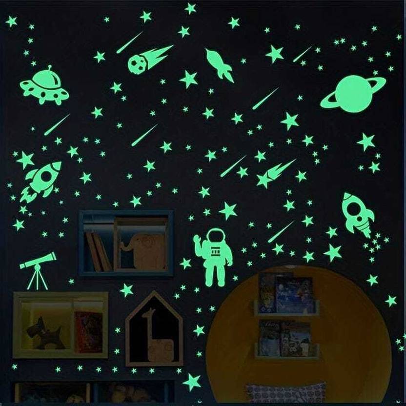 Anita Enterprises 3 inch Christmas Nice Night Glowing Star Self Adhesive Sticker