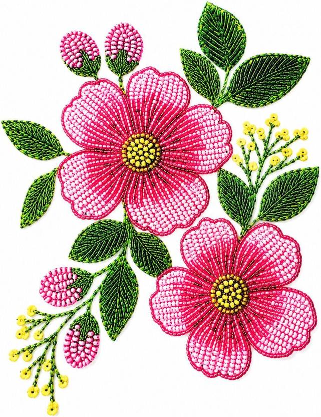 DTFHub 4.5 inch DTF Floral Heat Transfer Sticker for Kurti, Suit & Dress|Iron-On Fabric Transfer Self Adhesive Sticker