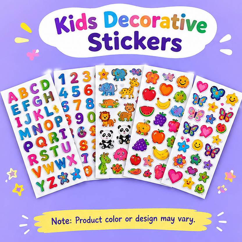 GLORIA 1 inch Colorful Stickers Alphabet Number Animal Fruit Cartoon for School Arts & Crafts Self Adhesive Sticker