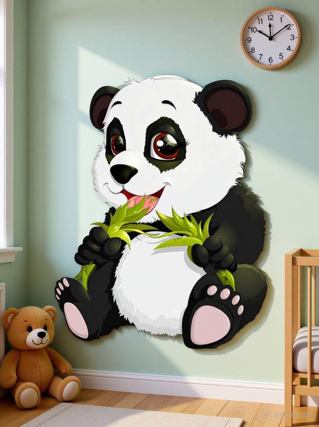 Decal Point 35 cm "Smile Panda Stickers" Wall Stickers ( Pack Of 1 ) Self Adhesive Sticker