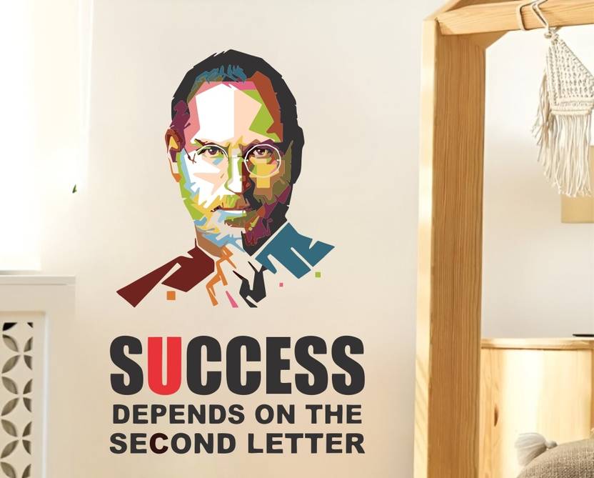 Akki arts 60 cm Success Depends On You - Steve Jobs Self Adhesive Sticker