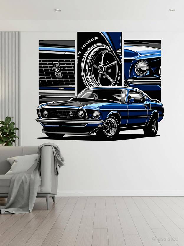 ArtfulDecals 24 inch Mustang CAR Wall sticker for living Room and Drawing Room Self Adhesive Sticker