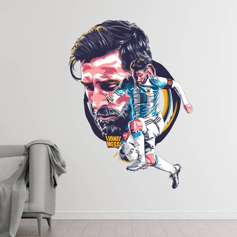 ArtfulDecals 60 cm lionel Messi Colorful wall sticker Self Adhesive Sticker