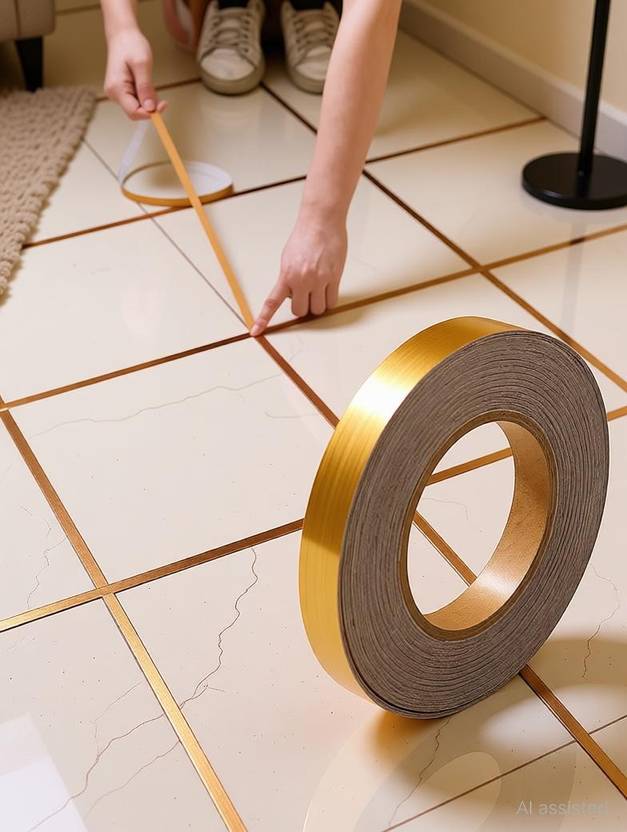 Betlex 500 cm 50 meter Home Tile Sticker Sealing Tape for Floor and Wall (1 cm x 50m) Removable Sticker