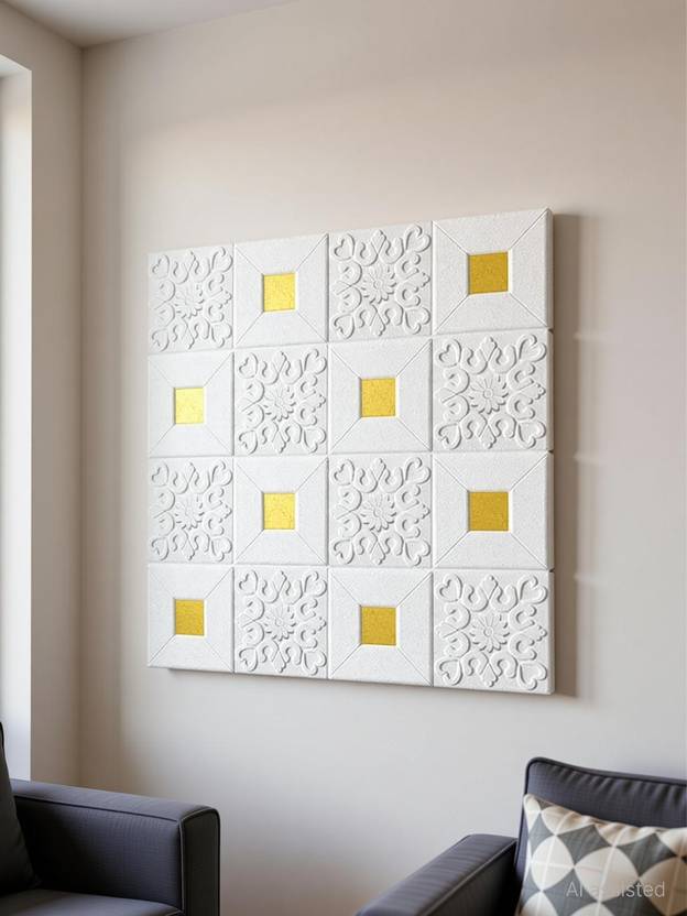 AMBDDED 70 cm *70 CM WHITE GOLD FOAM SHEET Self Adhesive Sticker