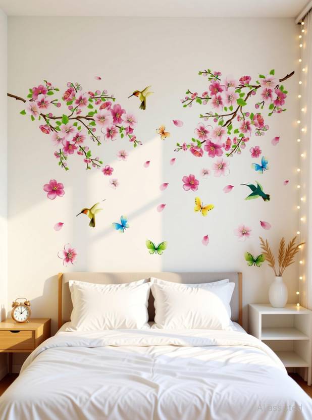 Aquire 75 cm Wall Stickers Flowers TV Background Branch LED LCD Living Area Decoration Self Adhesive Sticker