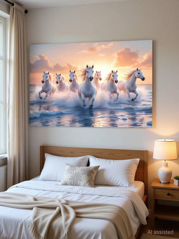 Akki arts 45 inch 7 Horse , Wall Sticker Self Adhesive Sticker