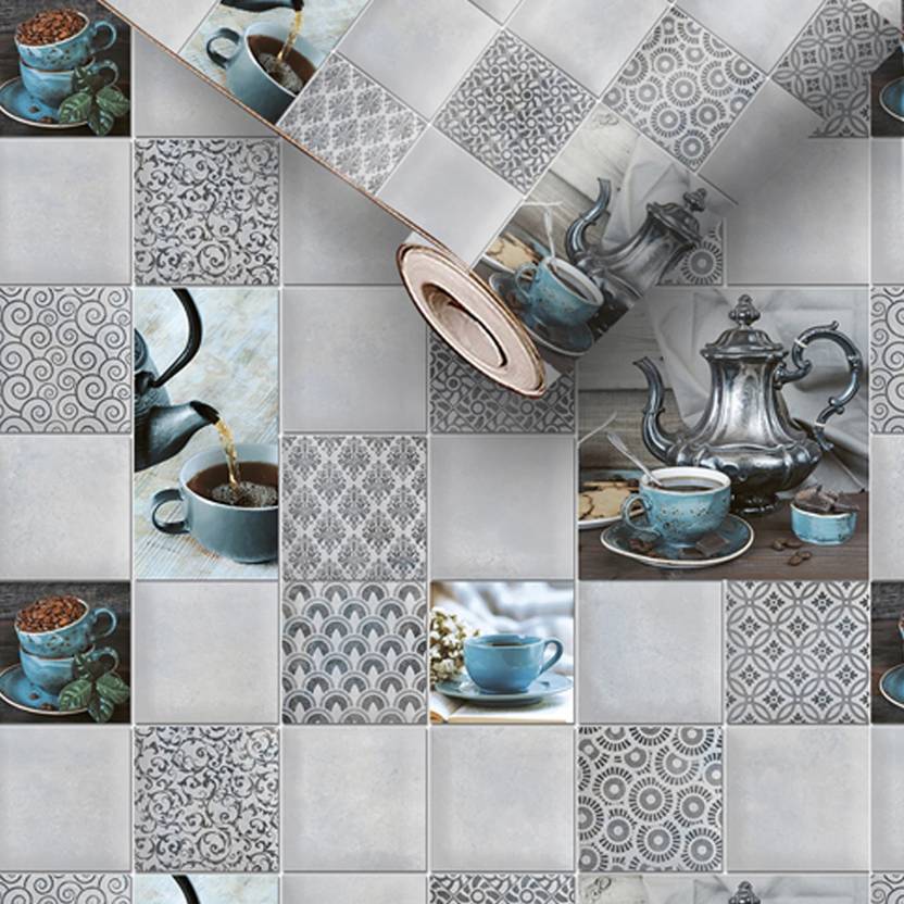 TheBlackstone 40 cm Coffee Cup Kitchen Tile Wall Sticker Self Adhesive Sticker
