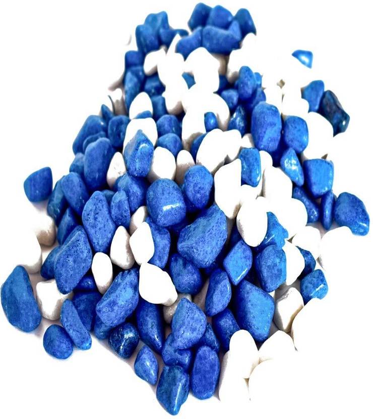 Garden Sajao Think Green Blue-White Polished Round Marble Pebbles
