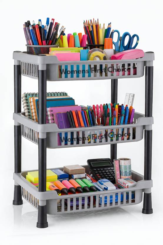 Womens First Choice Polypropylene 3-Layer Kitchen Trolley Stand/Multipurpose Rack for Kitchen Storage Vegetable Storage Basket