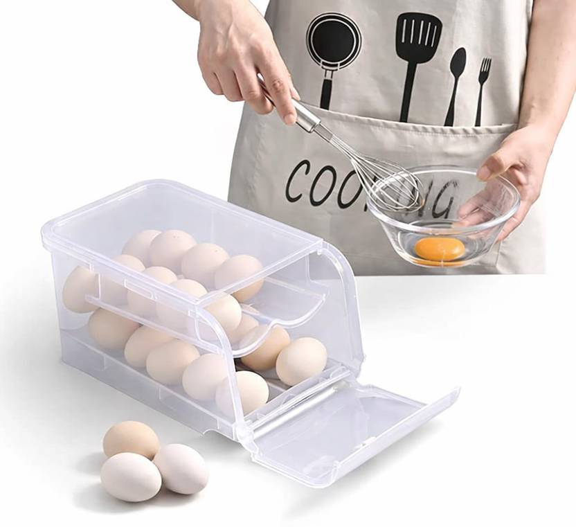 Breewell Container with Lid, Refrigerator Organizer, Stackable Design 24 Egg Storage Box