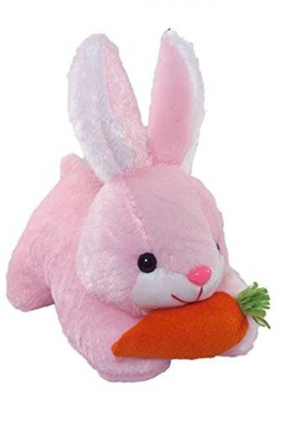BestLook Pink Rabbit With Carrot Stuffed Soft Plush Toy  - 26 cm