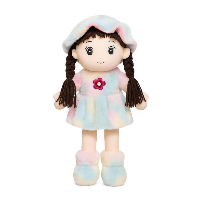 HELLOBEAR New-Cute Soft Doll Toy for Kids | Multicolor Plush Girl Doll with Hat & Dress_A  - 40 cm