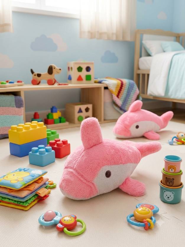 NEW NARAYAN ENTERPRISES Dolphin Fish Doll Soft Toy Kids Baby Plush Gift - 32 cm (Pink))  - 32 cm