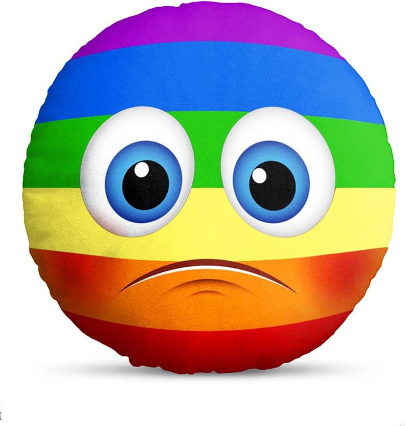 Mukesh Handicrafts Emoticon Emoji Smiley Cushion Pillow Polyester Fibre