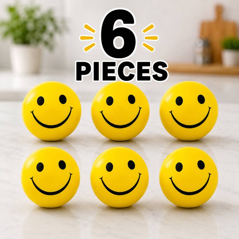 UMAIE 6 Pieces Smiley Stress Ball Set | Soft Foam Balls for Stress Relief,Hand Therapy  - 70 mm