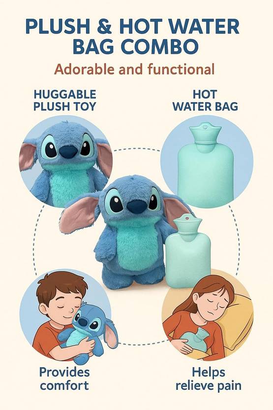 Arthdeep Soft Cartoon Hot Water Bag Leakproof Warm Compress Bottle  - 10 cm