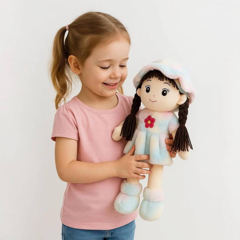 HELLOBEAR Soft Doll for Kids Plush Stuffed Toy Colorful Dress Cute Gift for Girls  - 40 cm