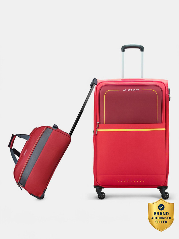 Click to enlarge ARISTOCRAT Evolve Large Bag 79cm & Sierra Duffle Trolley 52cm For Travel Expandable Check-in Suitcase 4 Wheels - 34 inch Red - Price in India