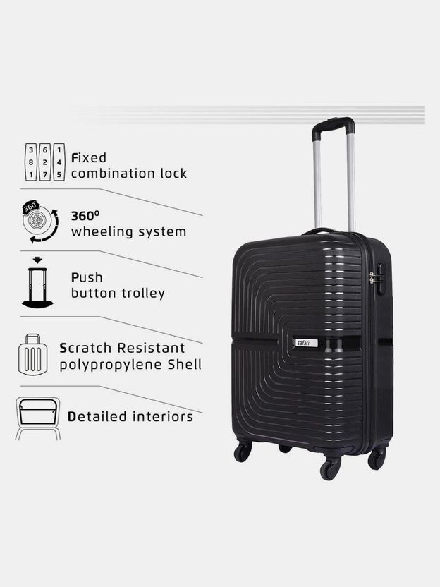 SAFARI Eclipse 55 22 inch Black Cabin Suitcase 4 Wheels - Image 3