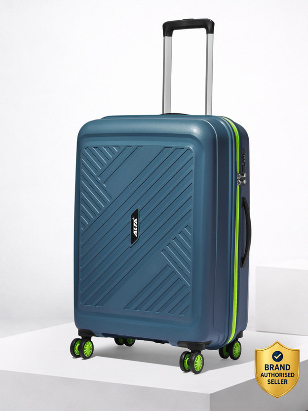 ALFA by VIP Rhino Strong Hard Side Luggage | Trolley Bag With Flushed Combination Lock Check-in Suitcase 8 Wheels - 26 Inch New Teal Blue - Price in India