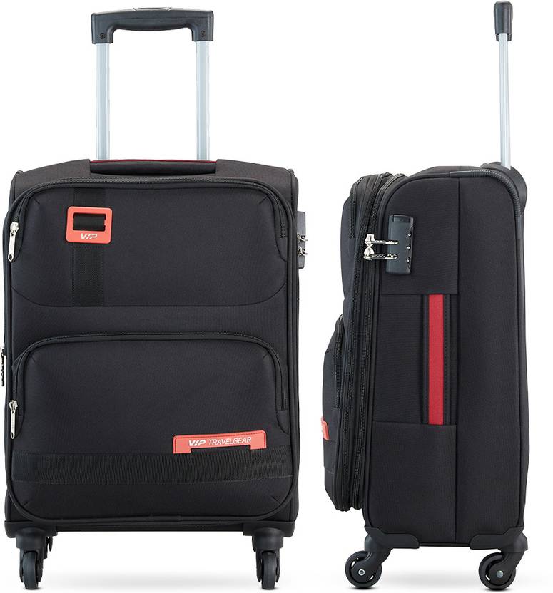 VIP Soft Body Set of 2 Luggage – Domina Durable Polyester Soft sided Cabin Luggage Smooth Spinning Wheels – Black