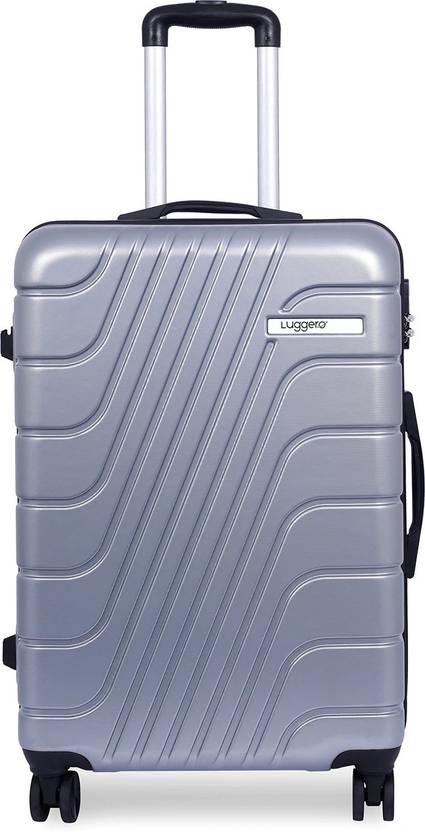 Luggero Medium Cabin & Check-in Set (65 cm) 8 Wheels - ETERNAL Light-Weight & Durable Polycarbonate SILVER Hard Luggage - Silver