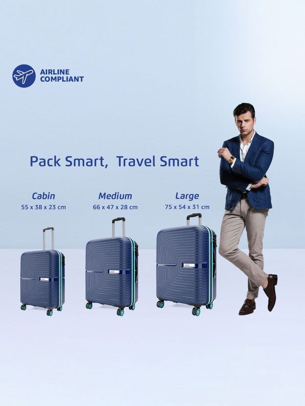 SAFARI Eclipse Neo 26 inch Navy Blue Suitcase 8 Wheels - Image 9