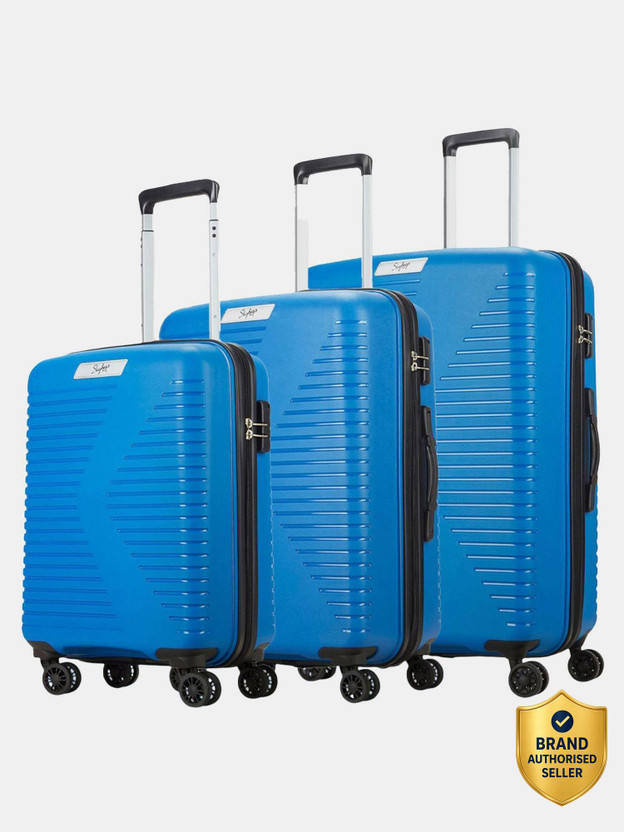 Click to enlarge SKYBAGS Beat Pro 3P 3 (Small 56cm | Medium 67cm | Large 78cm) - Trolley Bag Cabin & Check-in Set 8 Wheels - 31 Inch Seaport Blue - Price in India